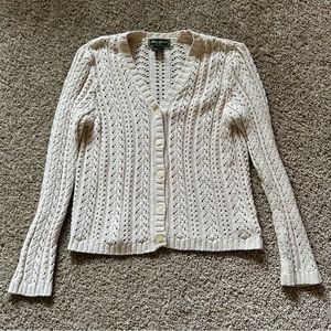 white knit cardigan